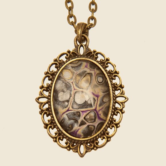 New Handmade Fluid Art Necklace & Pendant Gold & Black - Picture 1 of 1